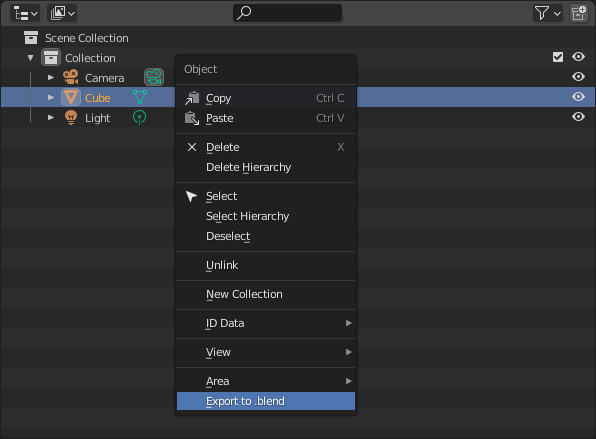 export from outliner
